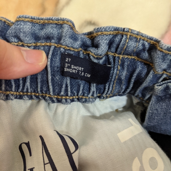 Gap Blue Elastic Band Jean Shorts High Waisted - Picture 2 of 4